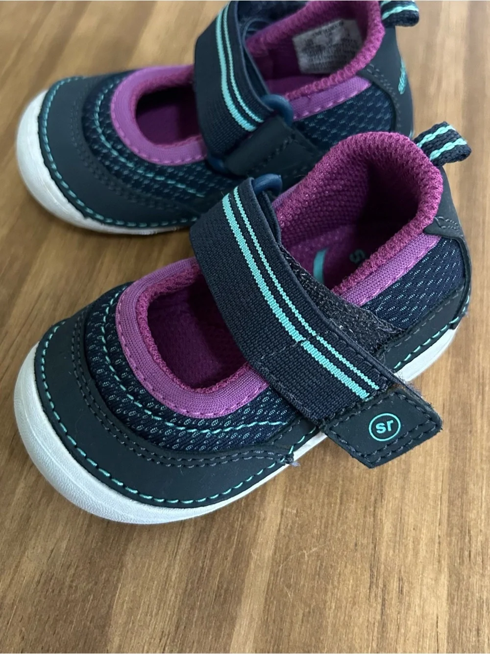 Stride Rite Navy and Pink Hook-and-Loop Mary Jane Toddler Shoe